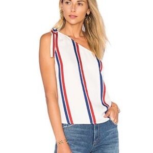 L’Academie The Tied One-Shoulder Striped Top. Size XS. Like new